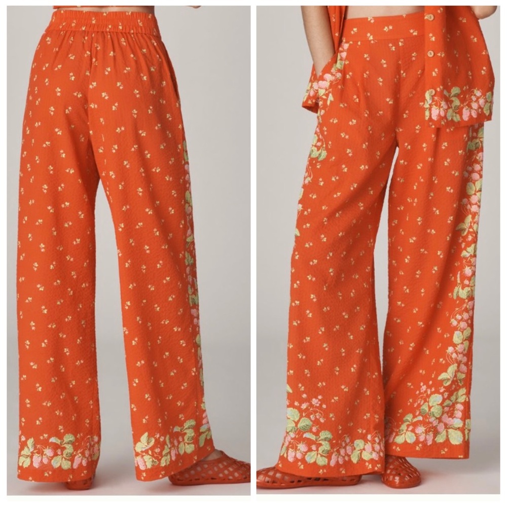 Anthropologie Rachel Antonoff Snyder High-Rise Wide-Leg Pant Red pattern New 1X